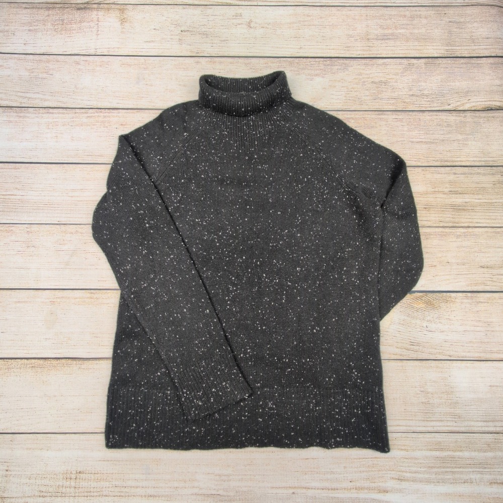 Theory‎ black  Speckled Turtleneck Sweater 100% Cashmere Mock Neck tu Women's M